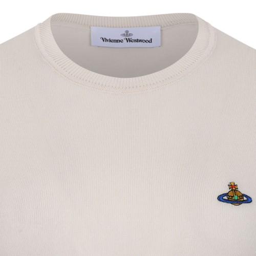 Cream Bea Cotton T-Shirt With Orb Embroidered