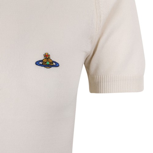 Cream Bea Cotton T-Shirt With Orb Embroidered