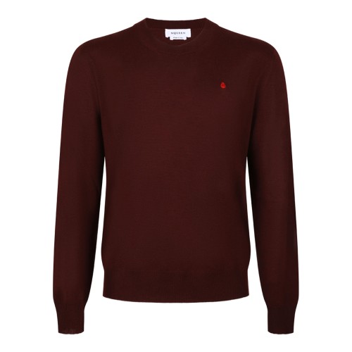 Oxblood and Fiery Red Logo-Embroidered Sweater