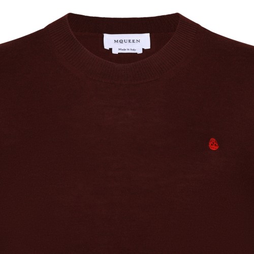 Oxblood and Fiery Red Logo-Embroidered Sweater