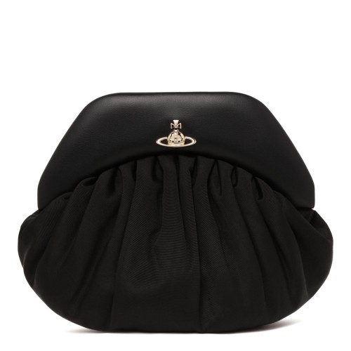 Black Pouch Clutch With Chain Handle