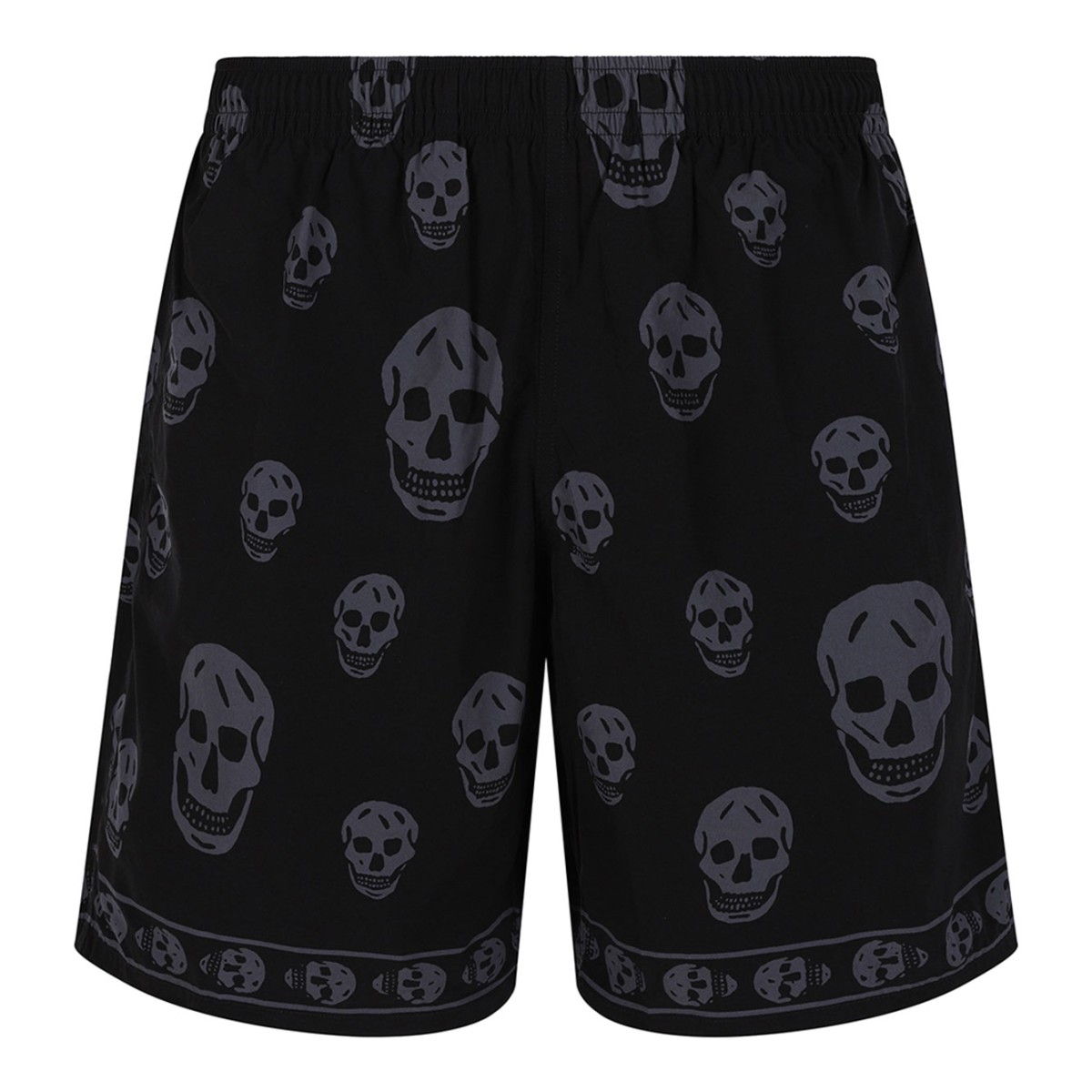 Black Swim Shorts With Skull Motif