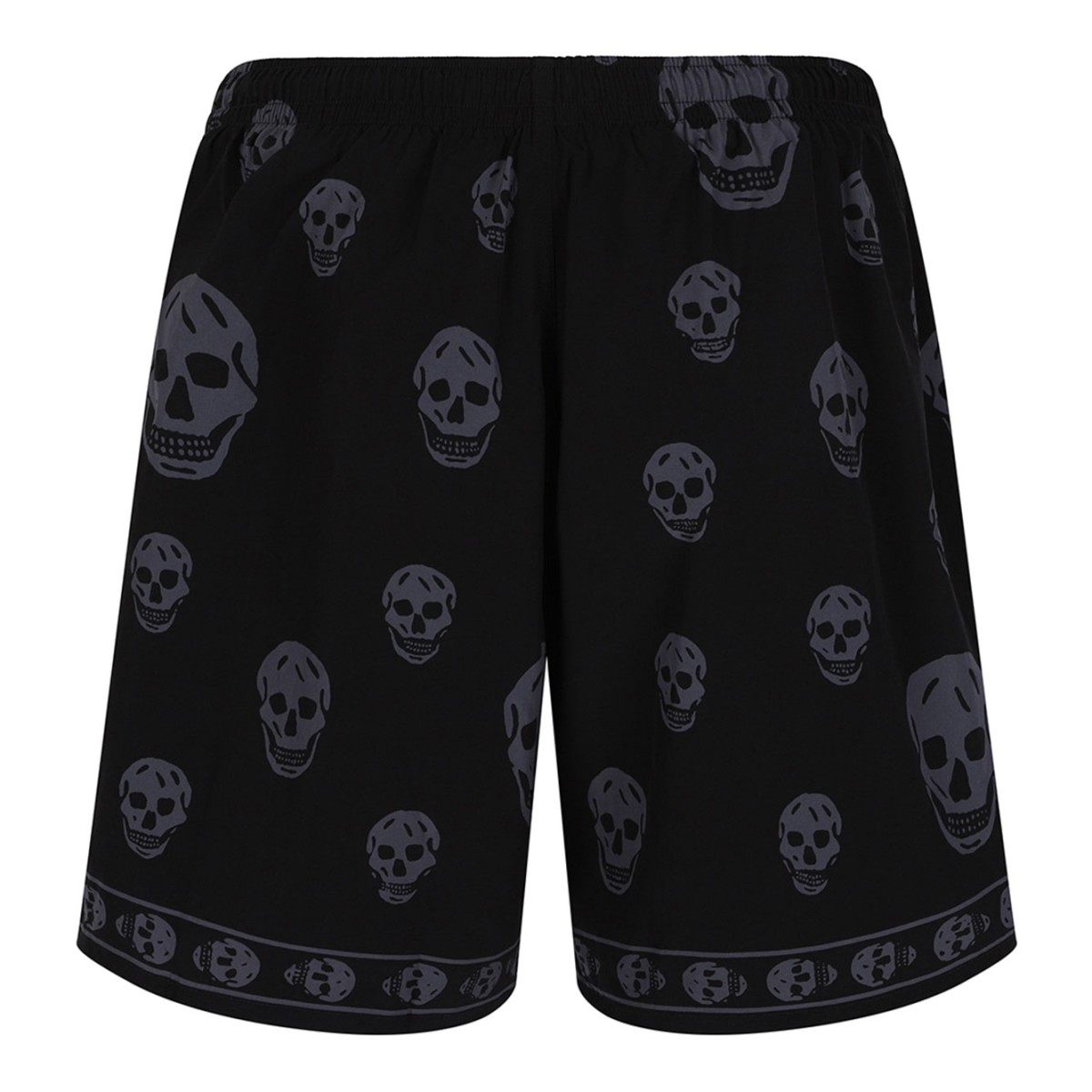 Black Swim Shorts With Skull Motif