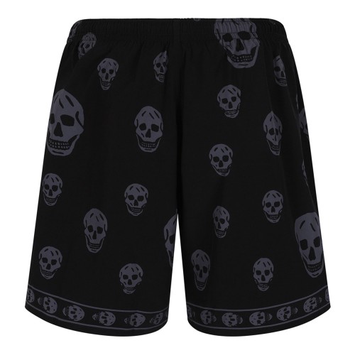 Black Swim Shorts With Skull Motif