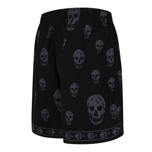 Black Swim Shorts With Skull Motif
