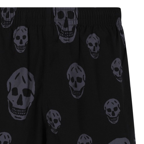 Black Swim Shorts With Skull Motif