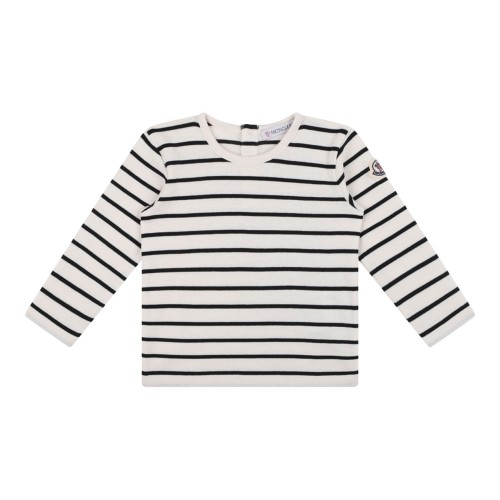 Blue Crew Neck Onesie With Striped