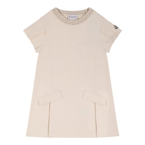 Crochet-Neck Logo Embroidered Dress