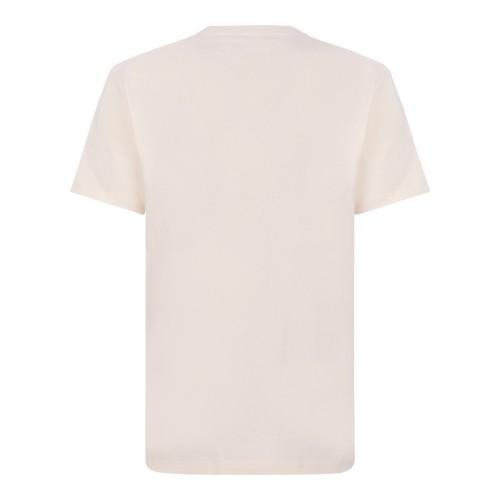 Ivory and Light Blue Logo Print T-Shirt