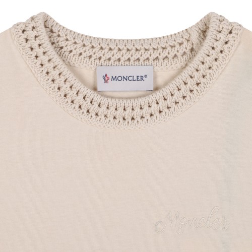 Crochet-Neck Logo Embroidered Dress