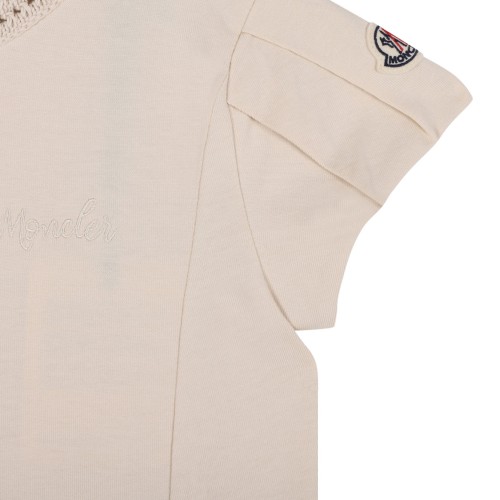 Crochet-Neck Logo Embroidered Dress