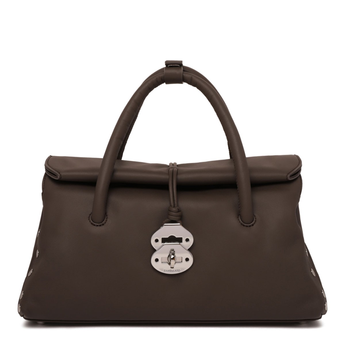 Dark Borwn Leather Top-Handle Bag