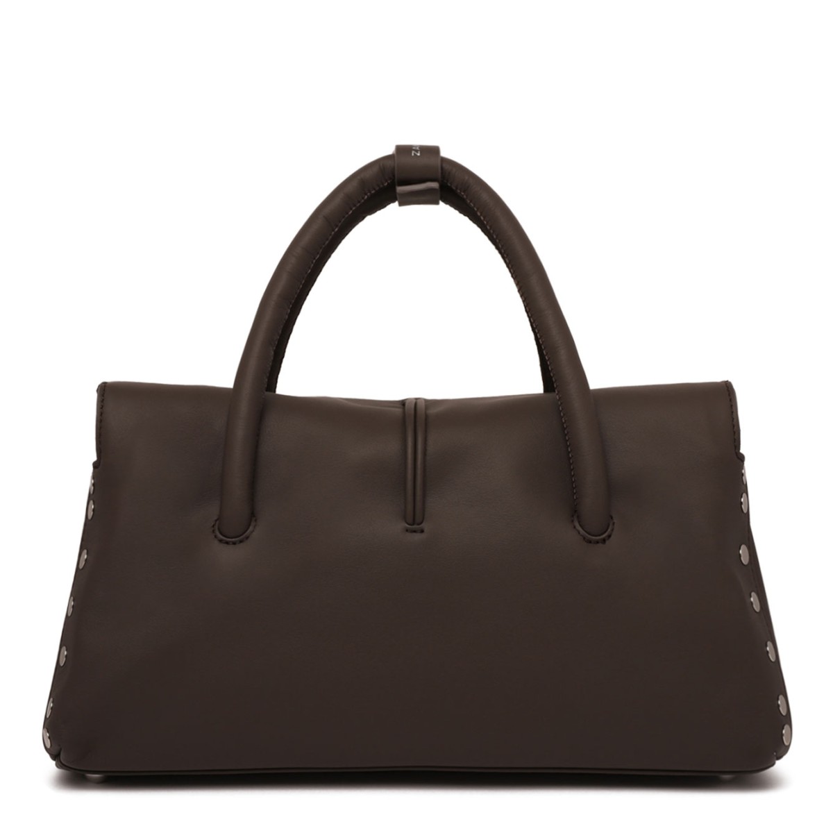 Dark Borwn Leather Top-Handle Bag