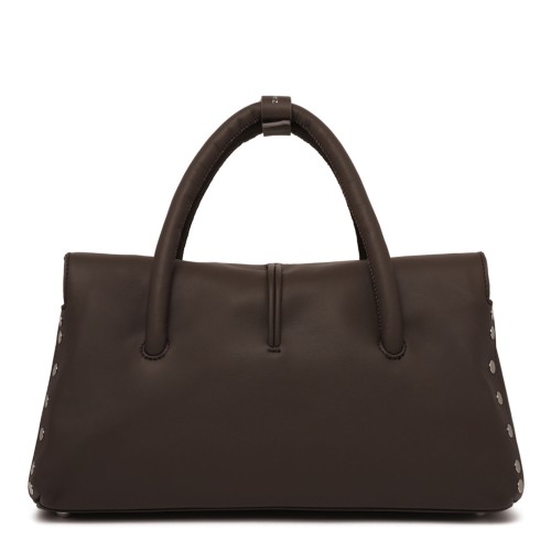 Dark Borwn Leather Top-Handle Bag