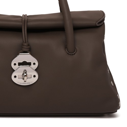 Dark Borwn Leather Top-Handle Bag