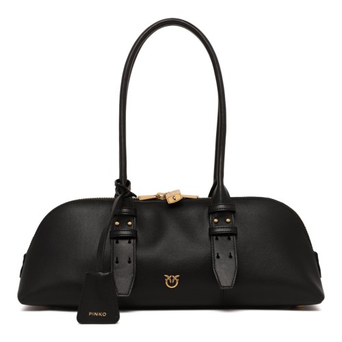 Black Leather Top-Handle Bag
