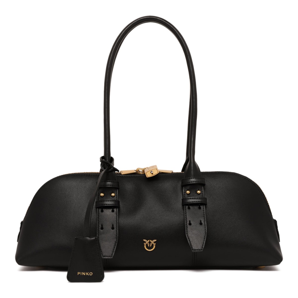 Black Leather Top-Handle Bag