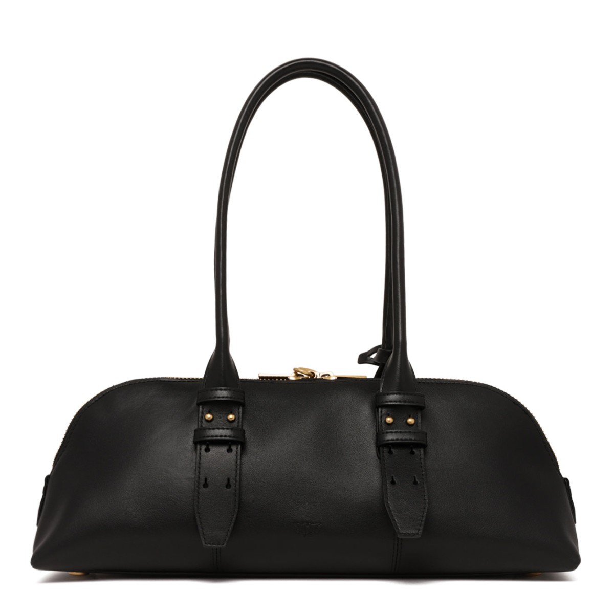 Black Leather Top-Handle Bag