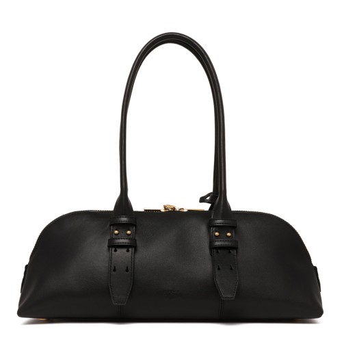 Black Leather Top-Handle Bag