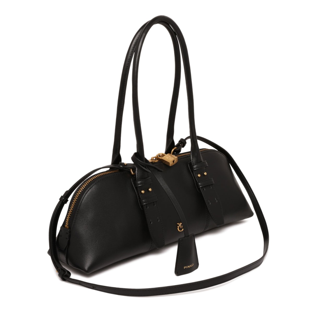 Black Leather Top-Handle Bag