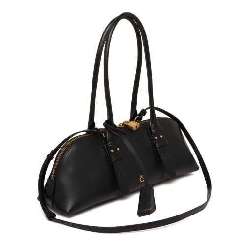 Black Leather Top-Handle Bag