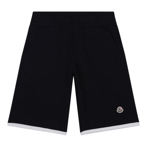 Navy Blue Cotton Jersey Shorts With Logo