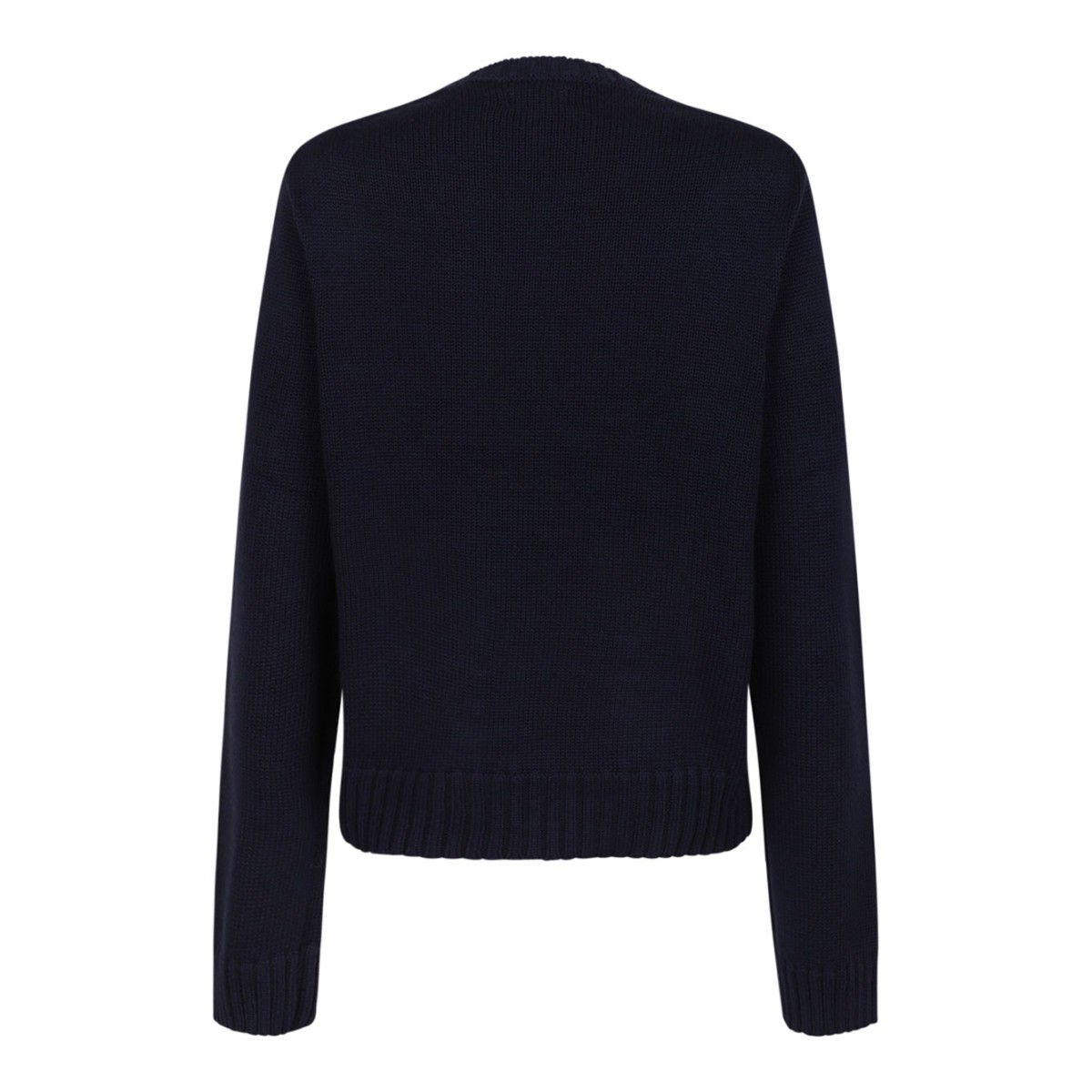 Navy Blue Graphic-Print Cotton Jumper