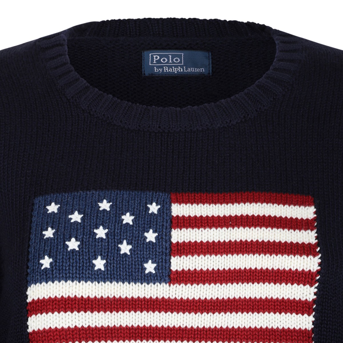 Navy Blue Graphic-Print Cotton Jumper