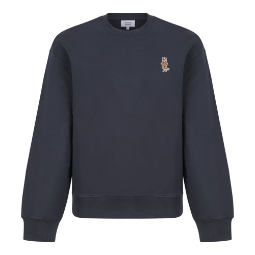 Shadow Blue Embroidered Fox Sweatshirt In Cotton