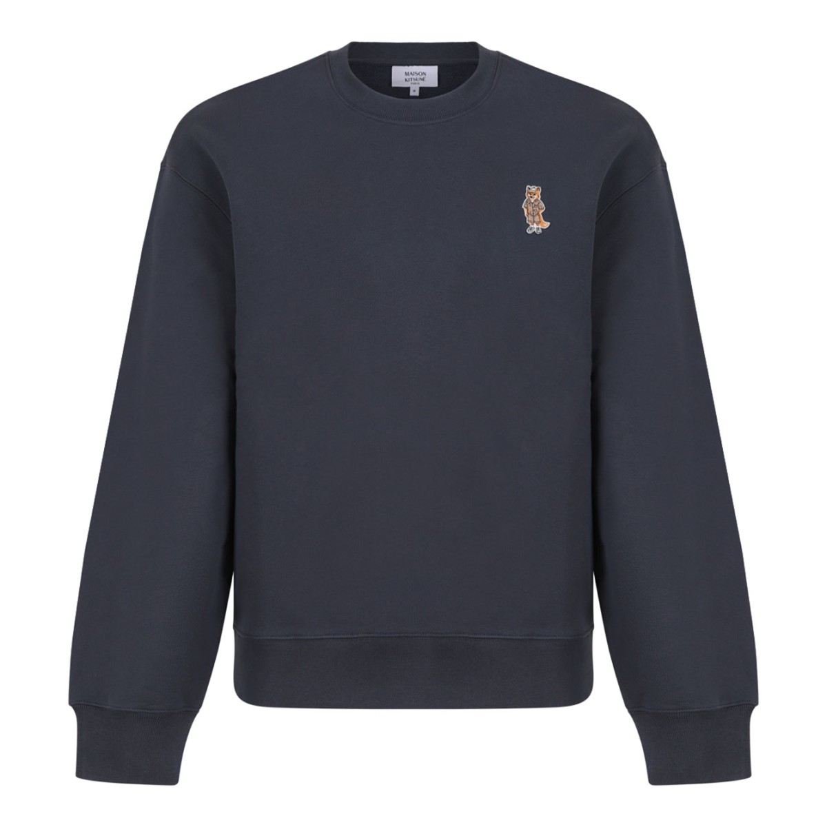 Shadow Blue Embroidered Fox Sweatshirt In Cotton