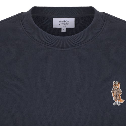 Shadow Blue Embroidered Fox Sweatshirt In Cotton