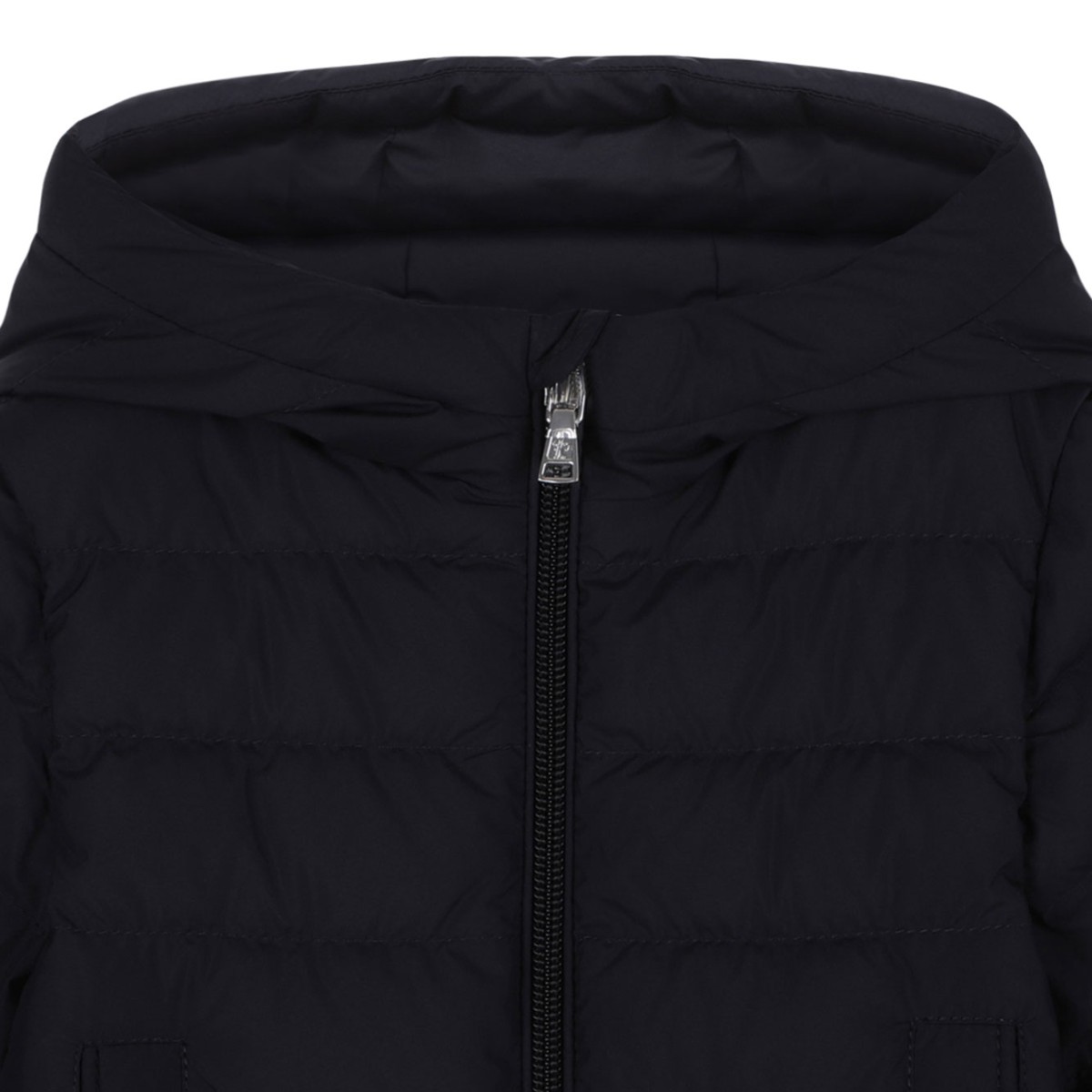 Dark Blue Down Jacket With Logo