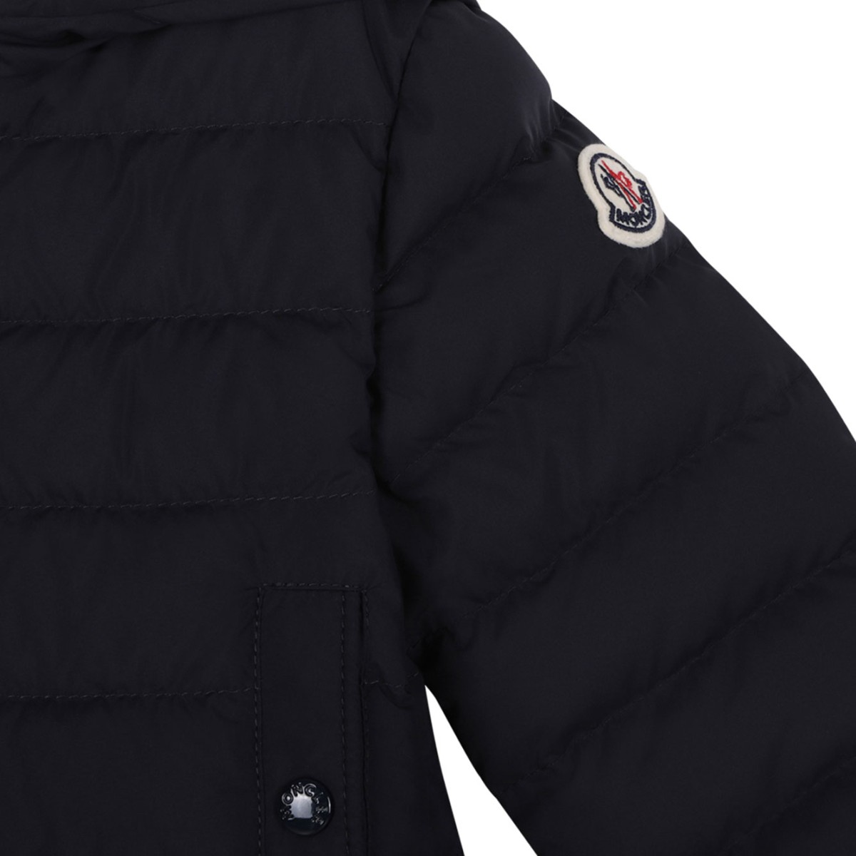 Dark Blue Down Jacket With Logo