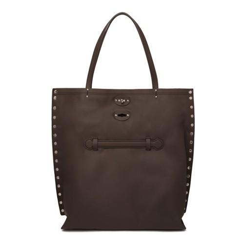 Dark Brown Leather Tote Bag