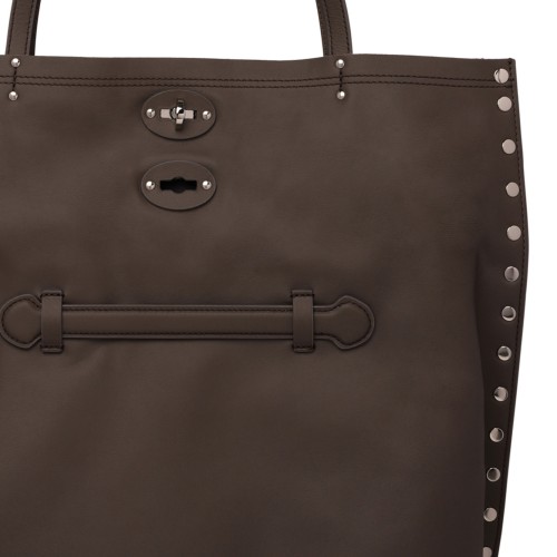 Dark Brown Leather Tote Bag
