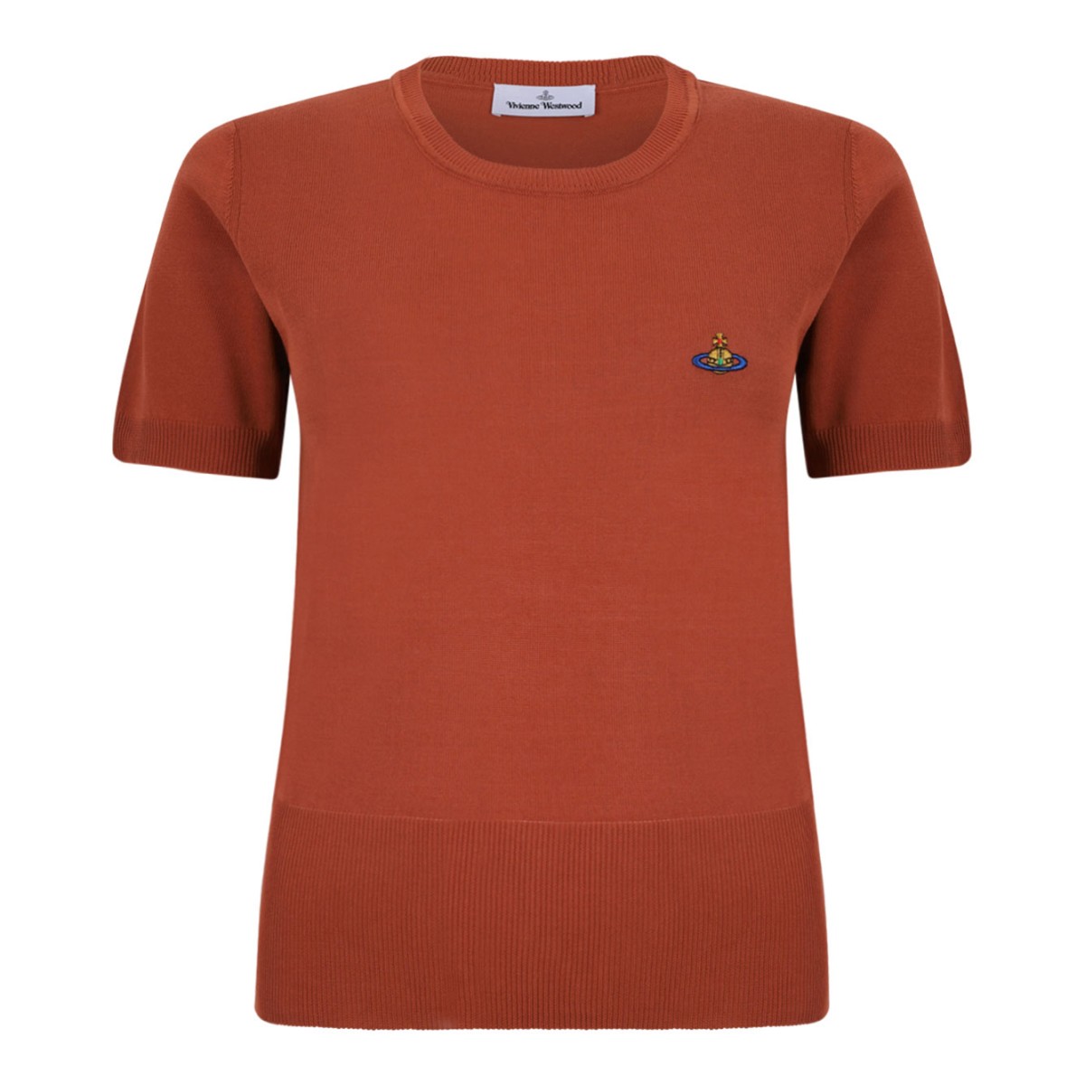 Red Clay Bea Cotton T-Shirt With Orb Embroidered