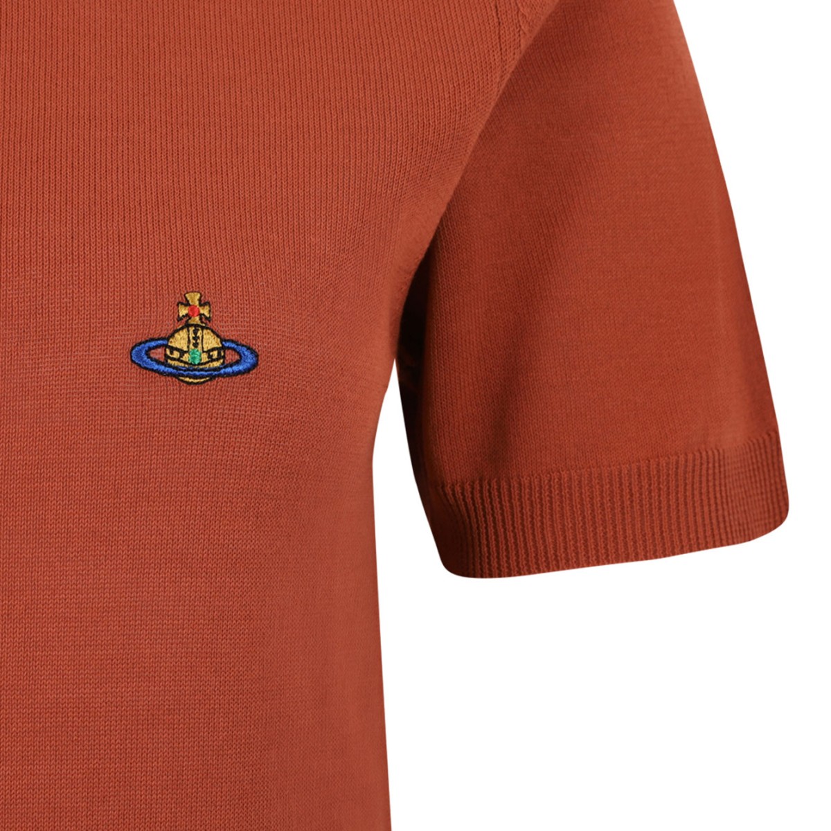 Red Clay Bea Cotton T-Shirt With Orb Embroidered