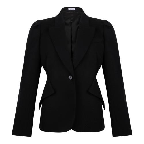 Black Grain De Poudre Single-Breasted Jacket