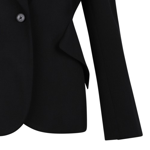 Black Grain De Poudre Single-Breasted Jacket