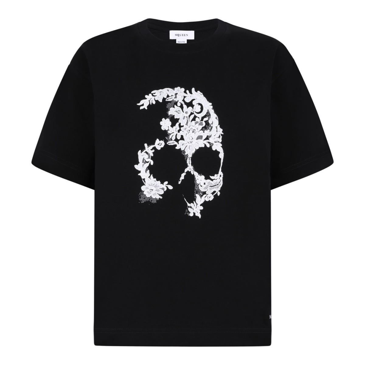 Black Cotton Lace Skull T-Shirt