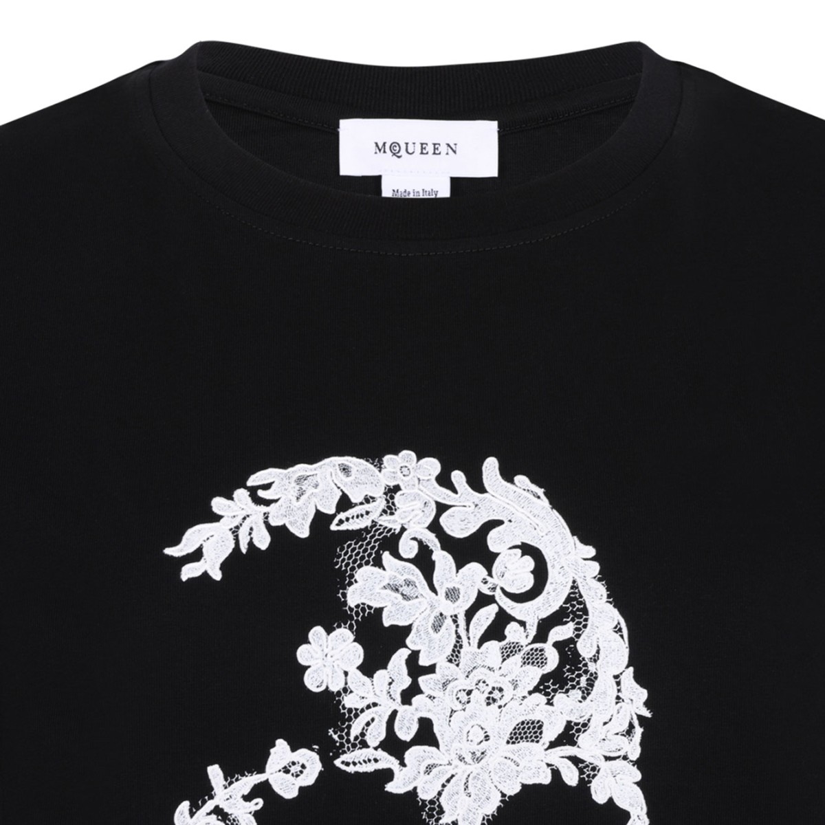 Black Cotton Lace Skull T-Shirt