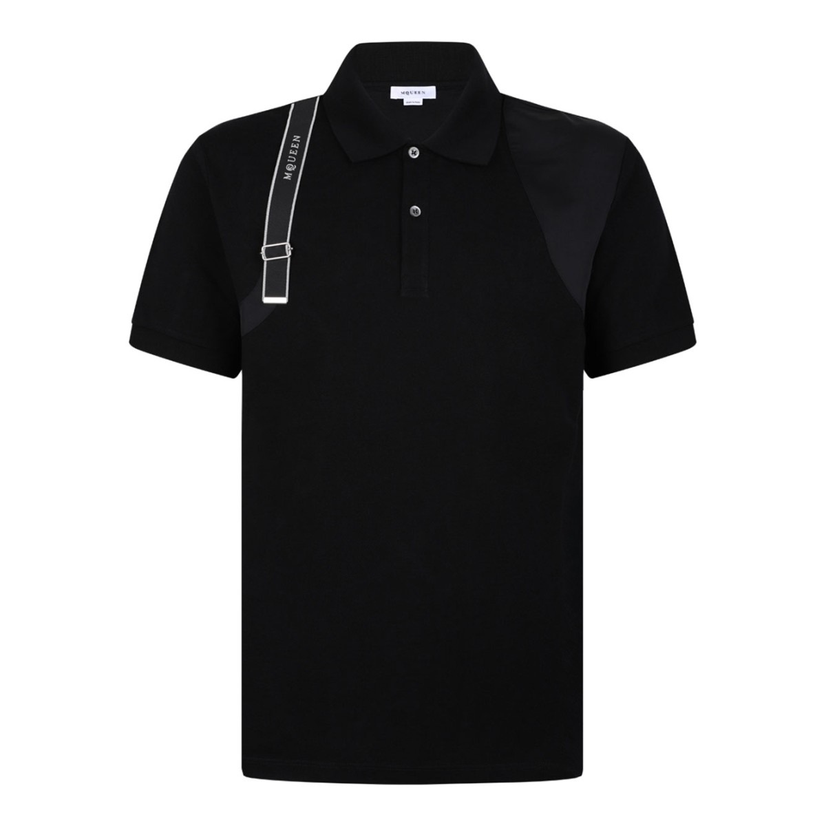 Black Cotton 'Harness' Polo Shirt