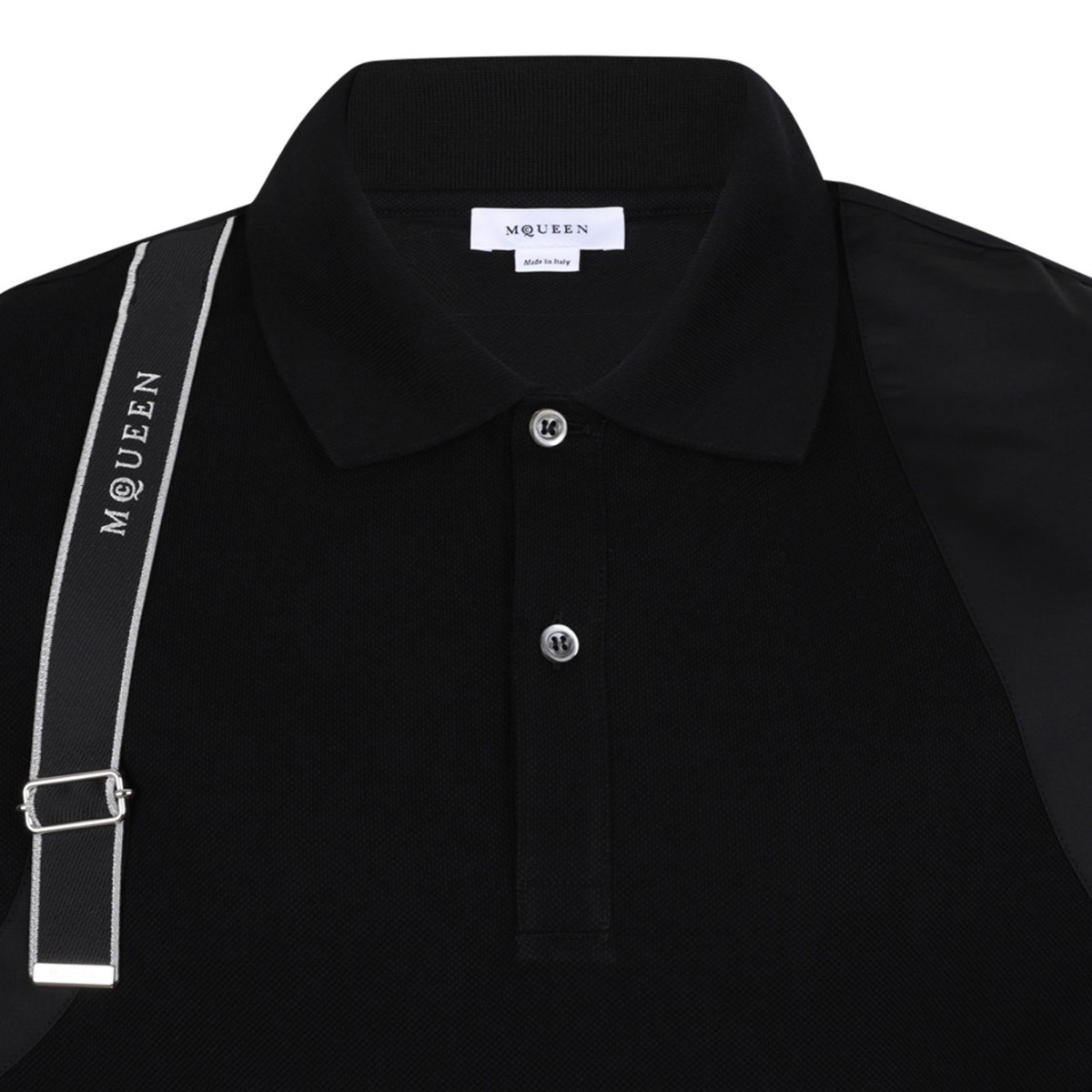 Black Cotton 'Harness' Polo Shirt