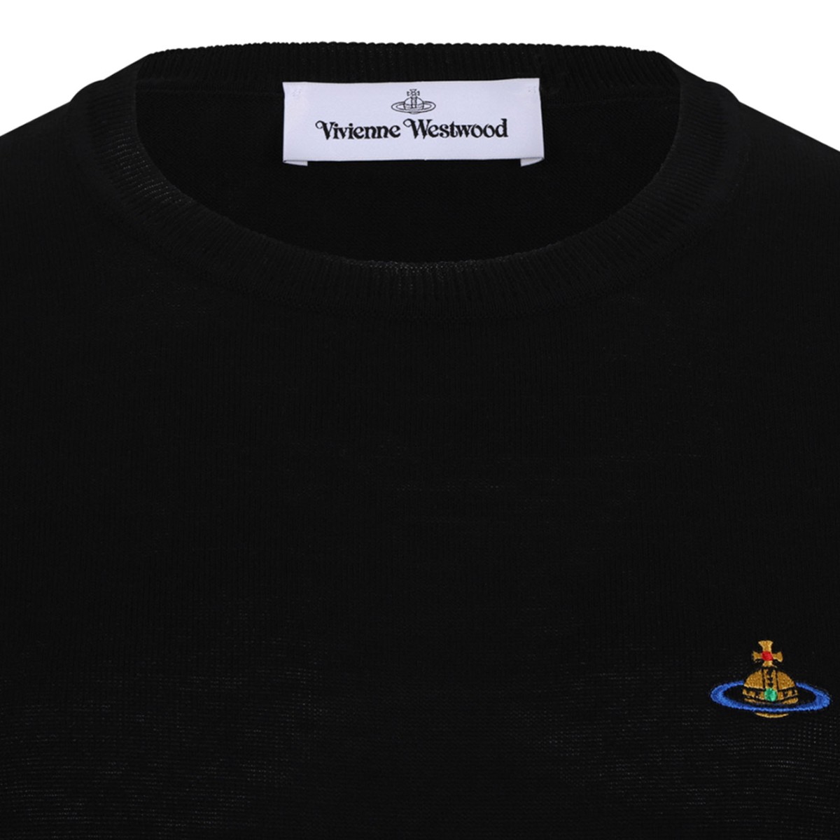 Black Bea Cotton T-Shirt With Orb Embroidered