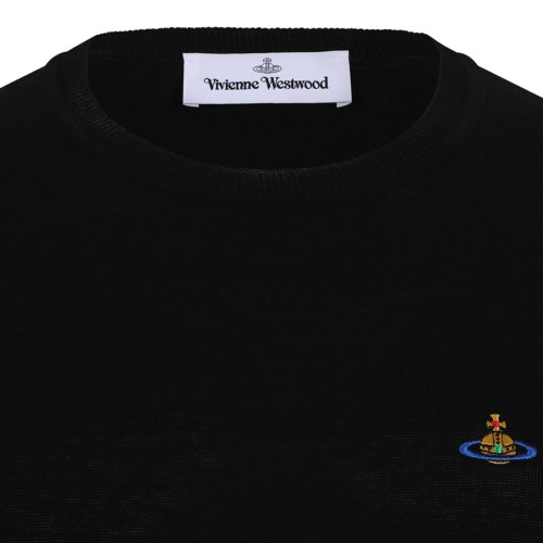 Black Bea Cotton T-Shirt With Orb Embroidered