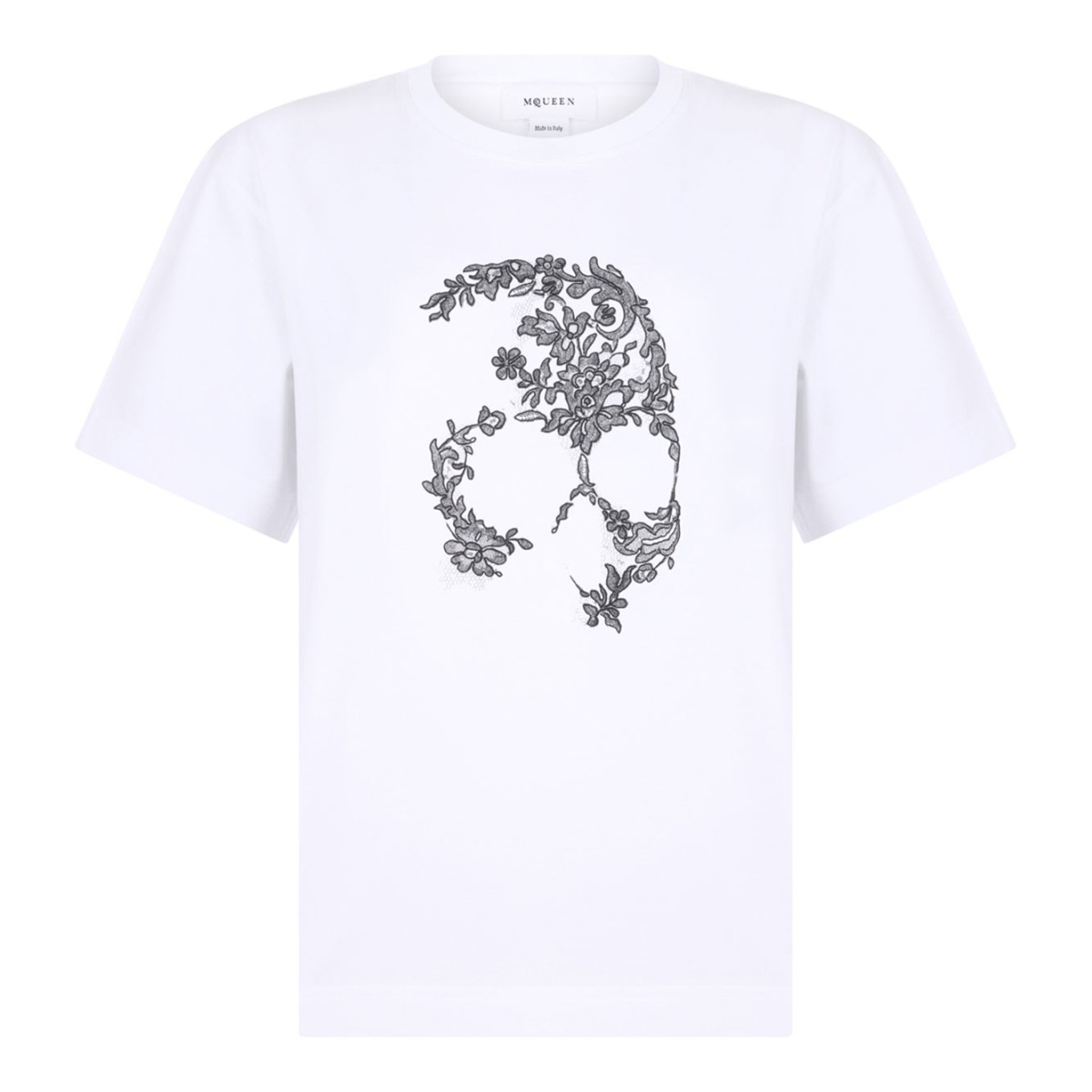 White Cotton Lace Skull T-Shirt