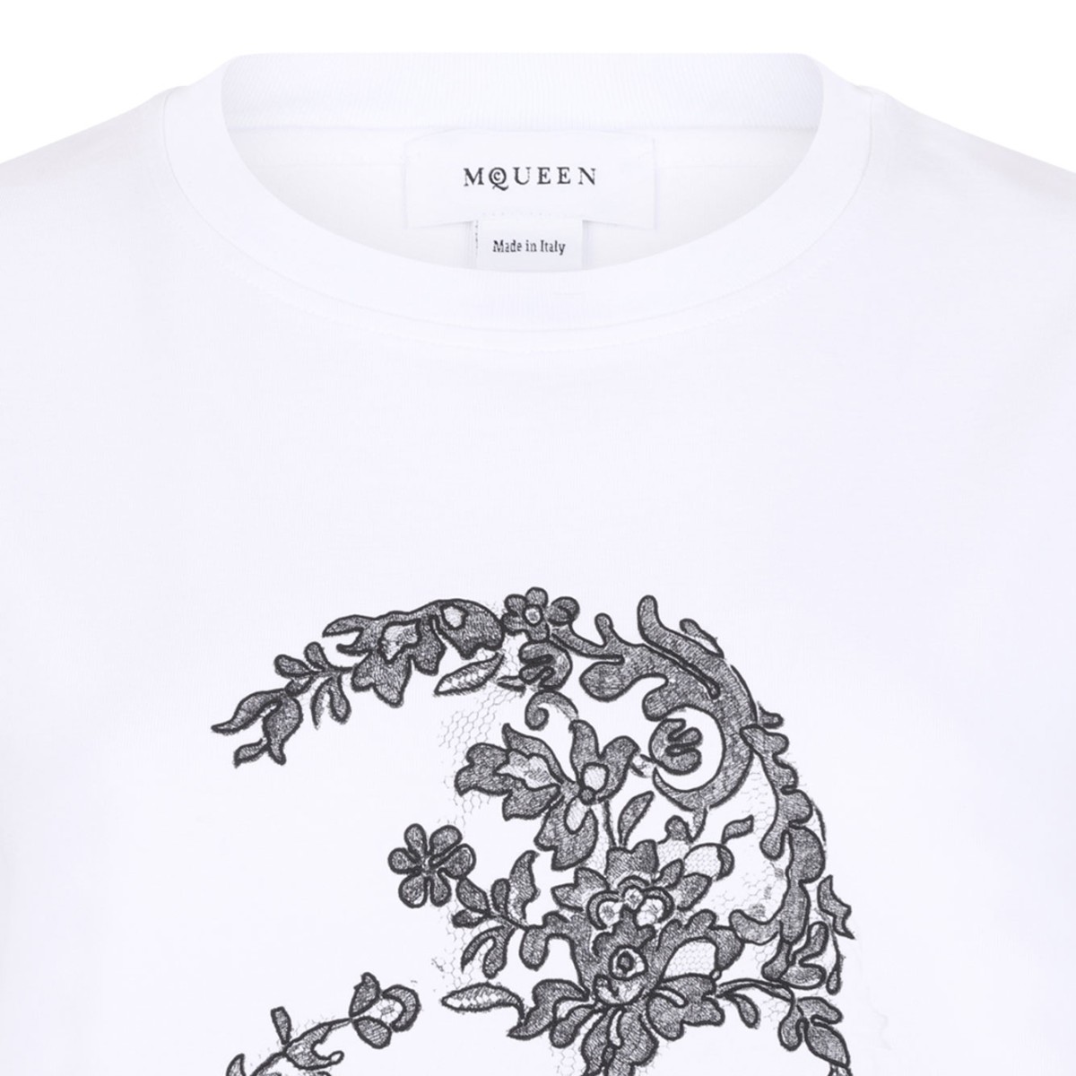 White Cotton Lace Skull T-Shirt
