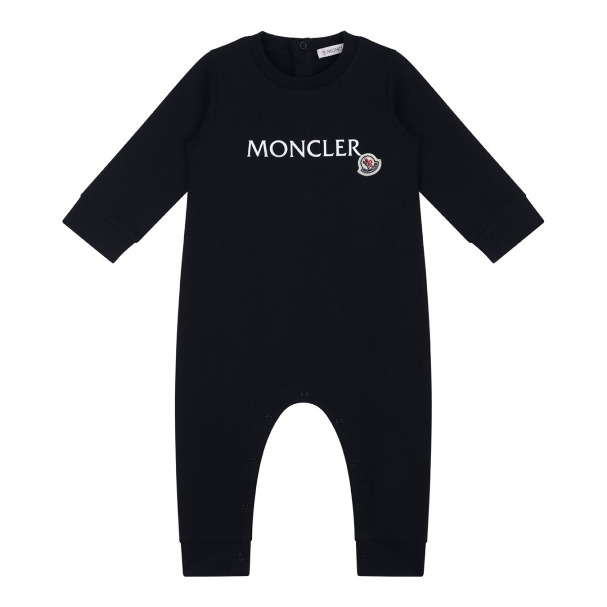 Navy Blue Stretch Cotton Romper With Logo