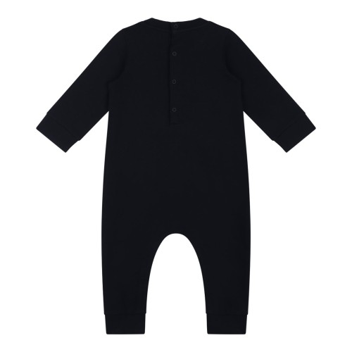 Navy Blue Stretch Cotton Romper With Logo 2