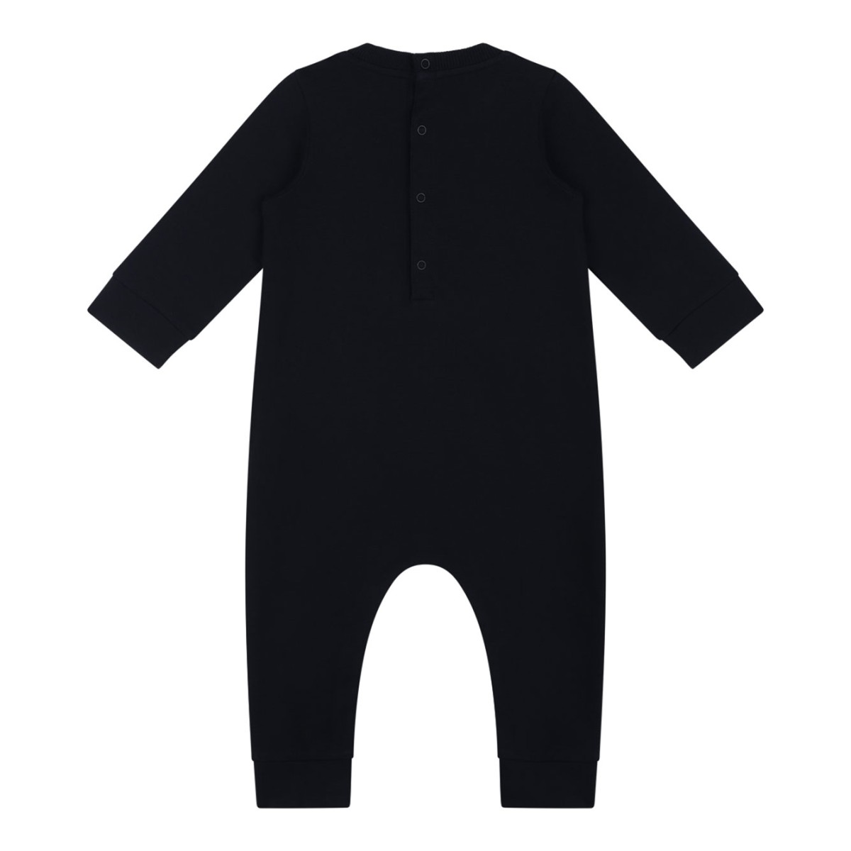 Navy Blue Stretch Cotton Romper With Logo